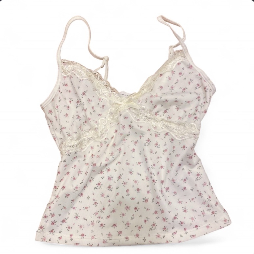 Floral Lace Trim Cami Top
